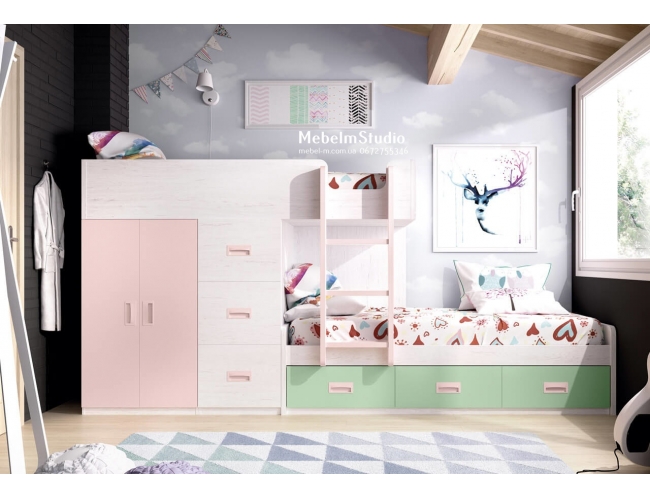 Детская комната с двухъярусной кроватью Чердак - Круассан